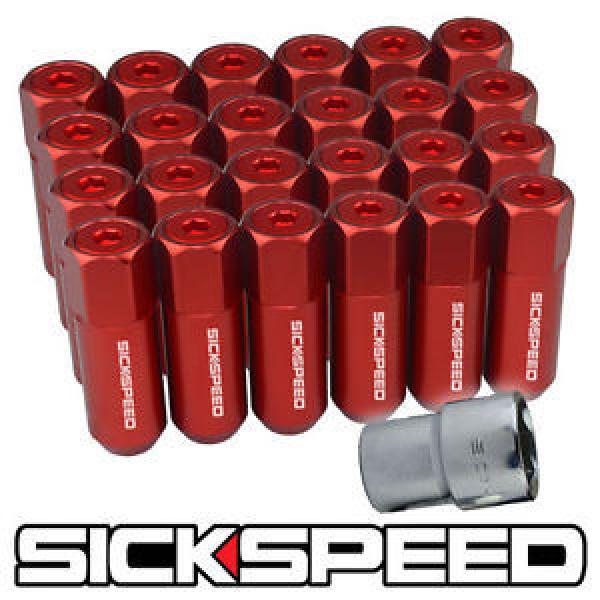 SICKSPEED 24 PC RED CAPPED ALUMINUM EXTENDED 60MM LOCKING LUG NUTS 1/2x20 L23 #1 image