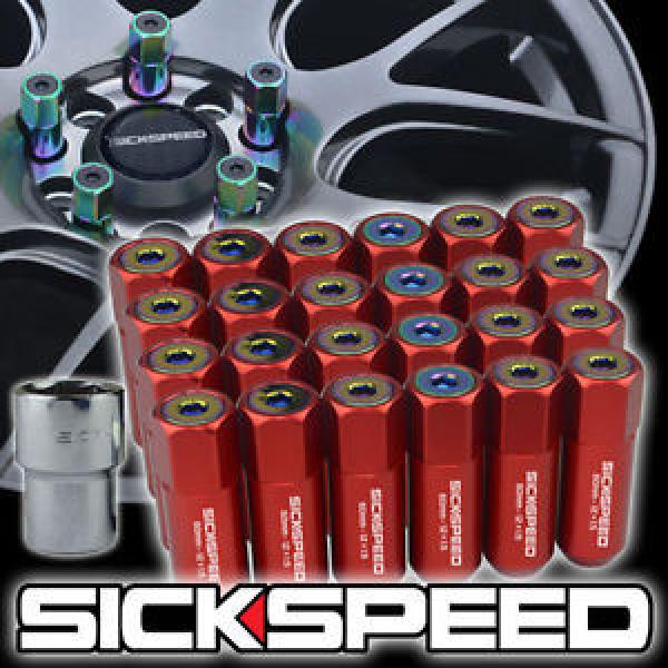 24 RED/NEO CAPPED ALUMINUM EXTENDED TUNER LOCKING LUG NUTS FOR WHEELS 12X1.5 L18 #1 image