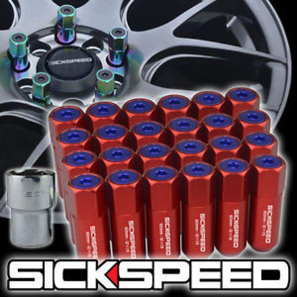 SICKSPEED 24 PC RED/BLUE CAPS ALUMINUM LOCKING LUG NUTS WHEELS 12X1.25 L13 #1 image