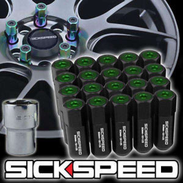 SICKSPEED 20 PC BLACK/GREEN CAPS ALUMINUM 60MM LOCKING LUG NUTS 12X1.25 L12 #1 image