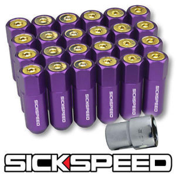 SICKSPEED 24 PC PURPLE/24K GOLD CAPPED EXTENDED 60MM LOCKING LUG NUTS 1/2x20 L23 #1 image