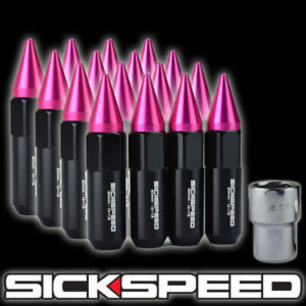 16 BLACK/PINK SPIKED ALUMINUM 60MM EXTENDED LOCKING LUG NUTS WHEELS 12X1.5 L16 #1 image