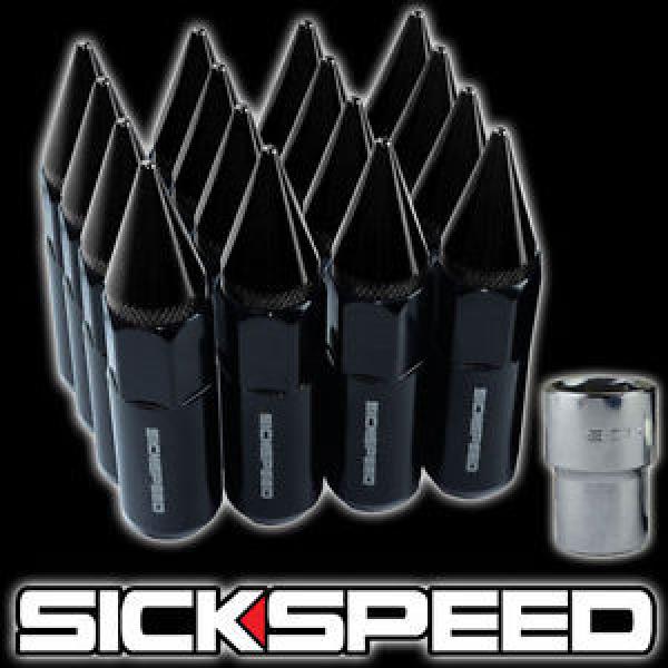 16 BLACK SPIKED ALUMINUM 60MM EXTENDED TUNER LOCKING LUG NUTS WHEELS 12X1.5 L16 #1 image