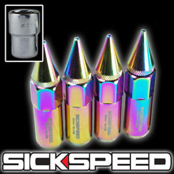 4 NEO CHROME SPIKED ALUMINUM EXTENDED 60MM LOCKING LUG NUTS WHEELS 12X1.5 L02 #1 image