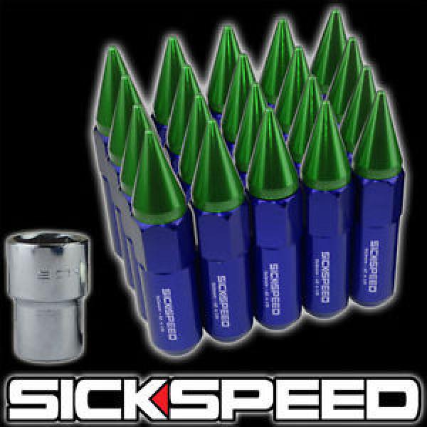 SICKSPEED 20 BLUE/GREEN SPIKED ALUMINUM 60MM LOCKING LUG NUTS WHEELS 12X1.25 L12 #1 image