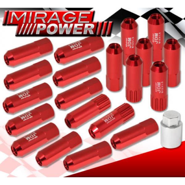 (20 PIECES) UNIVERSAL M12x1.5 ALUMINUM TUNER WHEEL LUG NUTS RED + LOCKING KEY #1 image