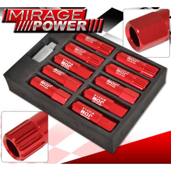 (20 PIECES) UNIVERSAL M12x1.5 ALUMINUM TUNER WHEEL LUG NUTS RED + LOCKING KEY #2 image