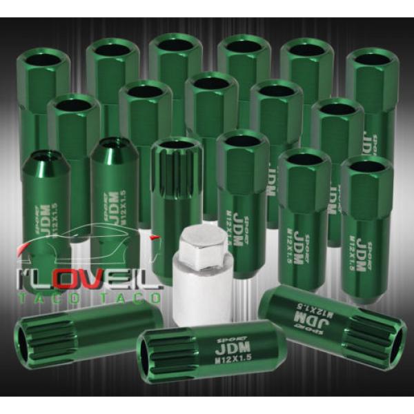 FOR MINI M12x1.5 LOCKING KEY LUG NUTS RACING ALUMINUM TUNER WHEEL 20PC KIT GREEN #1 image