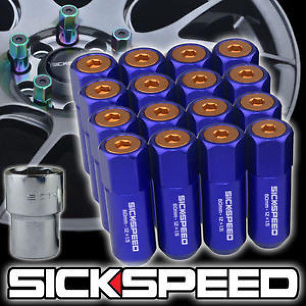 SICKSPEED 16 PC BLUE/ORANGE CAPS ALUMINUM 60MM LOCKING LUG NUTS 12X1.25 L11 #1 image