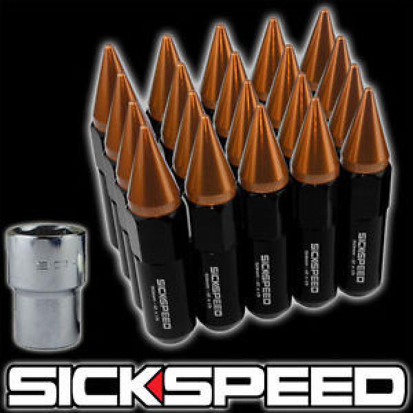 SICKSPEED 20 PC BLACK/ORANGE SPIKED ALUMINUM 60MM LOCKING LUG NUTS 12X1.25 L12 #1 image