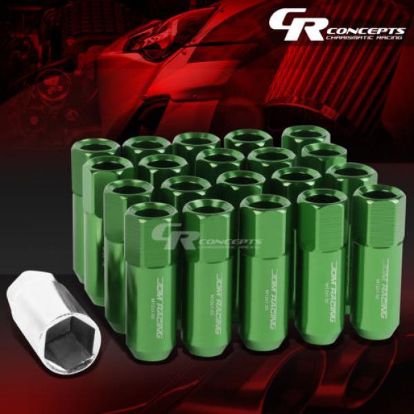 20X RACING RIM EXTENDED ACORN TUNER  WHEEL LOCK LUG NUTS+1X ADAPTER KEY GREEN #1 image