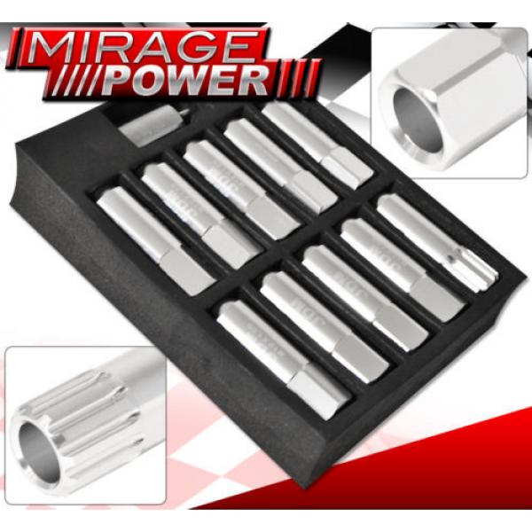 (20 PIECES) UNIVERSAL M12x1.25 ALUMINUM TUNER WHEEL LUG NUTS SILVER +LOCKING KEY #2 image