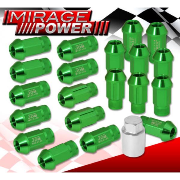 (20 PIECES) UNIVERSAL M12x1.25 ALUMINUM TUNER WHEEL LUG NUTS GREEN + LOCKING KEY #1 image