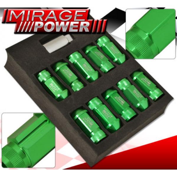 (20 PIECES) UNIVERSAL M12x1.25 ALUMINUM TUNER WHEEL LUG NUTS GREEN + LOCKING KEY #2 image