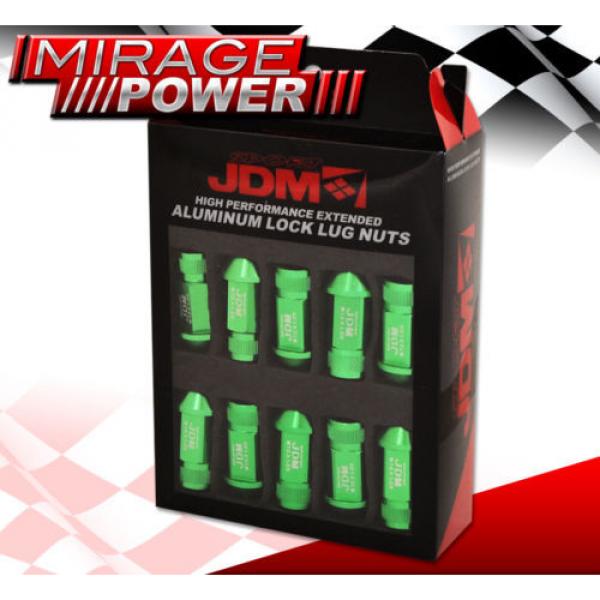 (20 PIECES) UNIVERSAL M12x1.25 ALUMINUM TUNER WHEEL LUG NUTS GREEN + LOCKING KEY #3 image