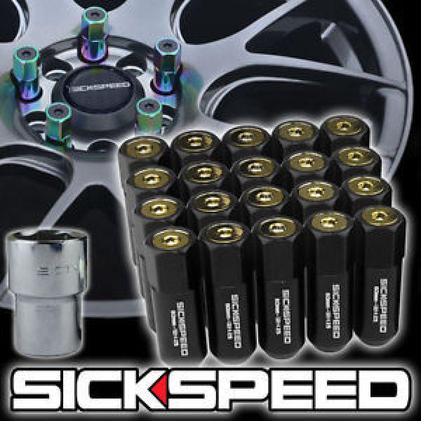 SICKSPEED 20 PC BLACK/24K GOLD CAPS ALUMINUM 60MM LOCKING LUG NUTS 12X1.25 L12 #1 image