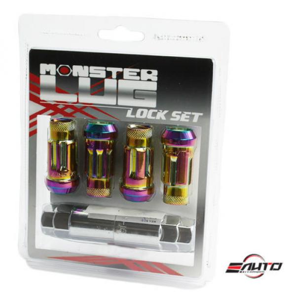 MONSTER 48mm Wheel Rim Acorn Extend Open End Lug Lock Nut Set 14x1.5 -Neo Chrome #1 image