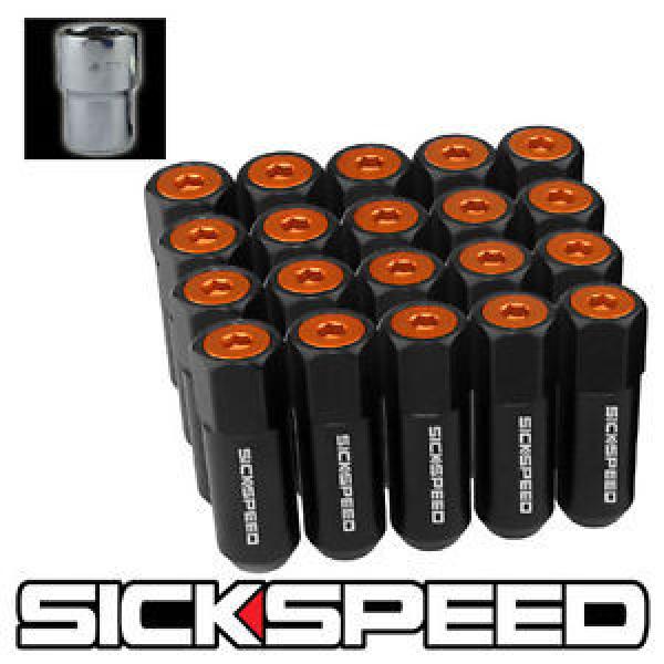 20 BLACK/ORANGE CAP ALUMINUM EXTENDED 60MM LOCKING LUG NUTS WHEELS 12X1.5 L17 #1 image