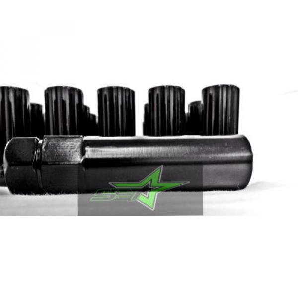 32 BLACK SPLINE LUG NUTS | 9/16 | DODGE MOPAR 2&#034; TALL | + LOCKING SECURITY KEY #2 image