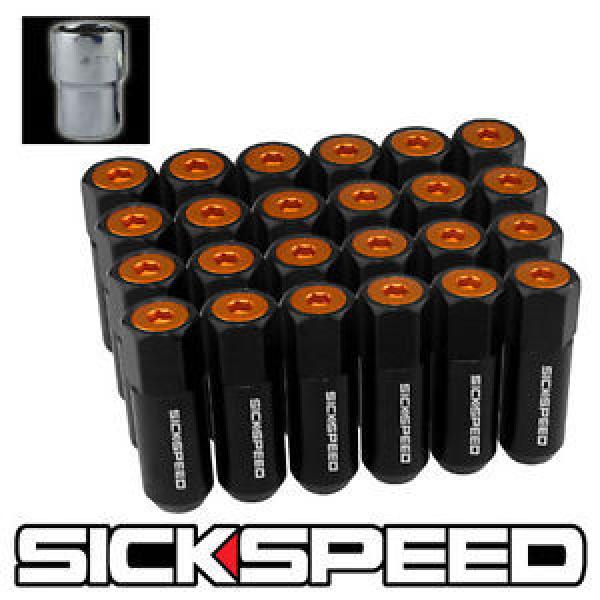 24 BLACK/ORANGE CAPPED ALUMINUM EXTENDED 60MM LOCKING LUG NUTS WHEELS 12X1.5 L18 #1 image