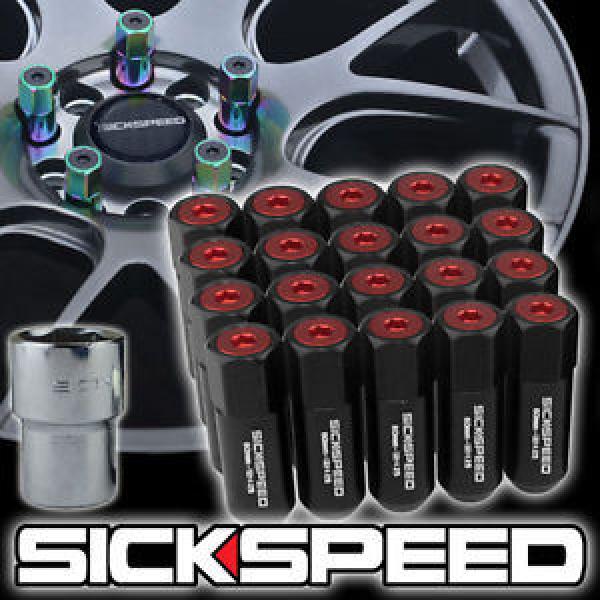 20 BLACK/RED CAPPED ALUMINUM EXTENDED 60MM LOCKING LUG NUTS WHEELS 12X1.5 L17 #1 image