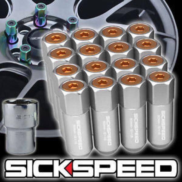 16 POLISHED/ORANGE CAP ALUMINUM 60MM EXTENDED LOCKING LUG NUTS WHEELS 12X1.5 L16 #1 image