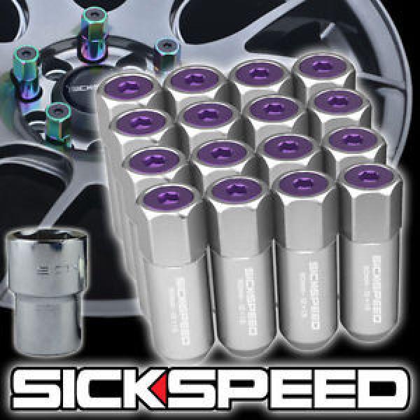 16 POLISHED/PURPLE CAP ALUMINUM 60MM EXTENDED LOCKING LUG NUTS WHEELS 12X1.5 L16 #1 image