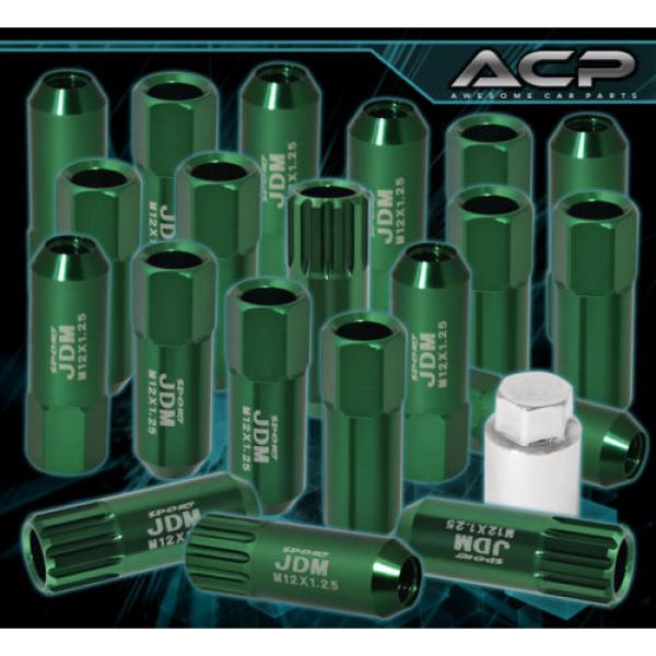 FOR SUZUKI 12x1.25 LOCKING LUG NUTS OPEN END EXTEND ALUMINUM 20PIECE SET GREEN #1 image