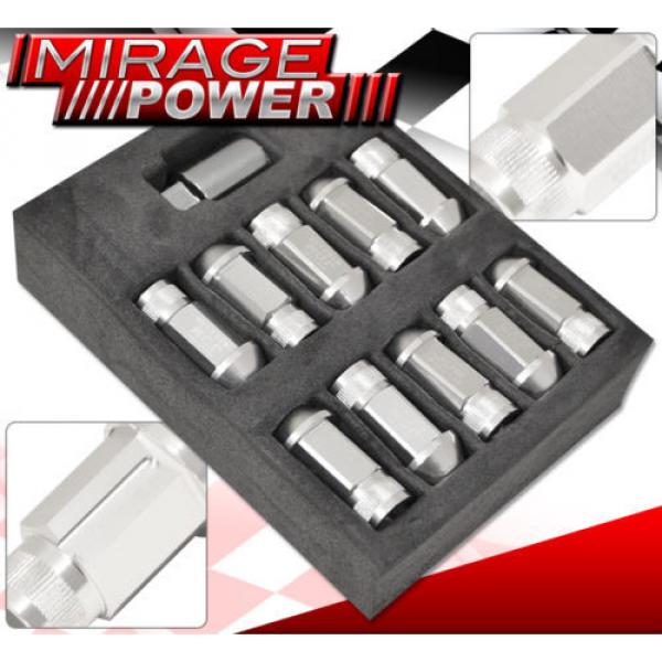 (20 PIECES) UNIVERSAL M12x1.25 ALUMINUM TUNER WHEEL LUG NUTS SILVER +LOCKING KEY #2 image