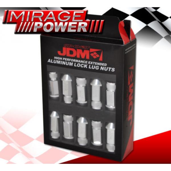 (20 PIECES) UNIVERSAL M12x1.25 ALUMINUM TUNER WHEEL LUG NUTS SILVER +LOCKING KEY #3 image