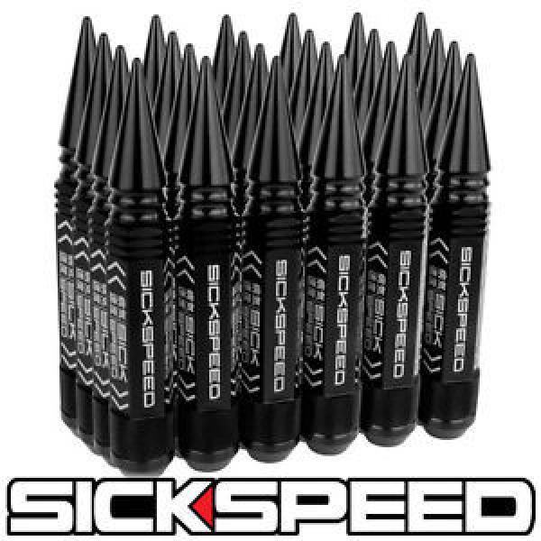 SICKSPEED 24 PC BLACK 5 1/2&#034; LONG SPIKED STEEL LOCKING LUG NUTS 12X1.25 L13 #1 image