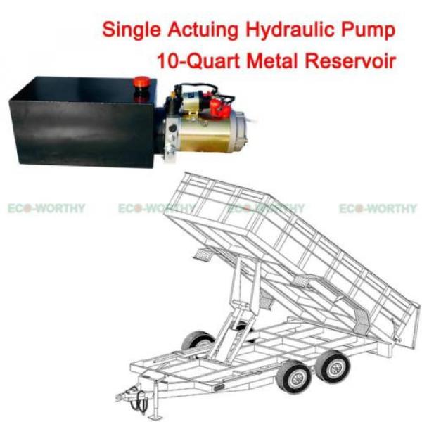 12 Volt 10 Quart Metal Tank Hydraulic Power Pack Dump Trailer Car Lifting Pump #4 image