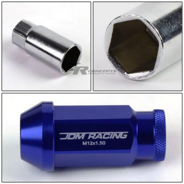 20X RACING RIM ACORN TUNER ALUMINUM WHEEL LOCK LUG NUTS + 1X ADAPTER KEY BLUE #5 image