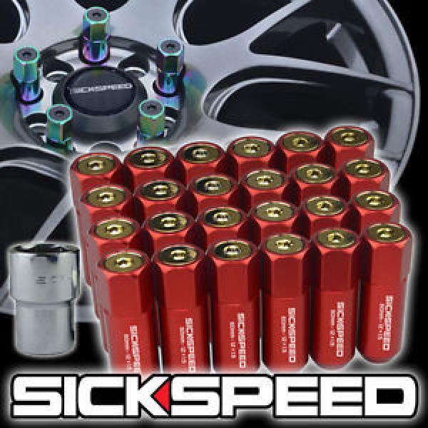 SICKSPEED 24 PC RED/24K GOLD CAPS ALUMINUM LOCKING LUG NUTS WHEELS 12X1.25 L13 #1 image