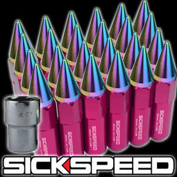 SICKSPEED 24 PC PINK/NEO CHROME SPIKED ALUMINUM LOCKING LUG NUTS 12X1.25 L13 #1 image