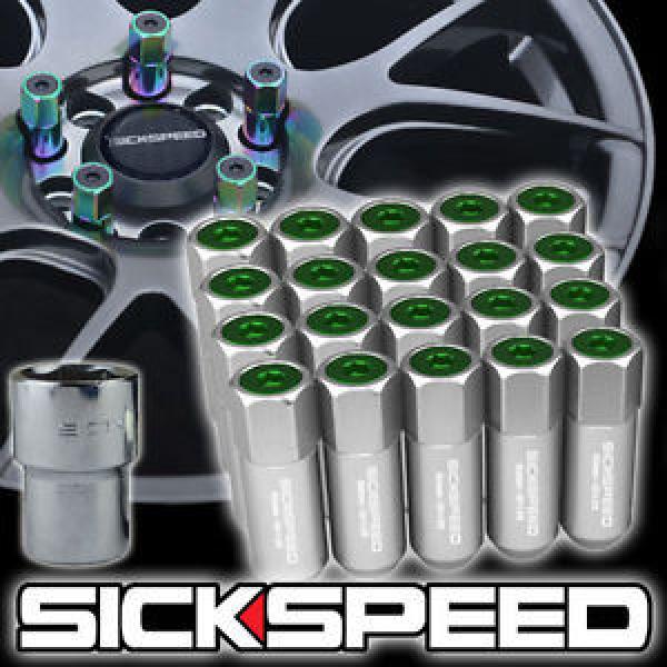 20 POLISHED/GREEN CAP ALUMINUM EXTENDED 60MM LOCKING LUG NUTS WHEELS 12X1.5 L17 #1 image