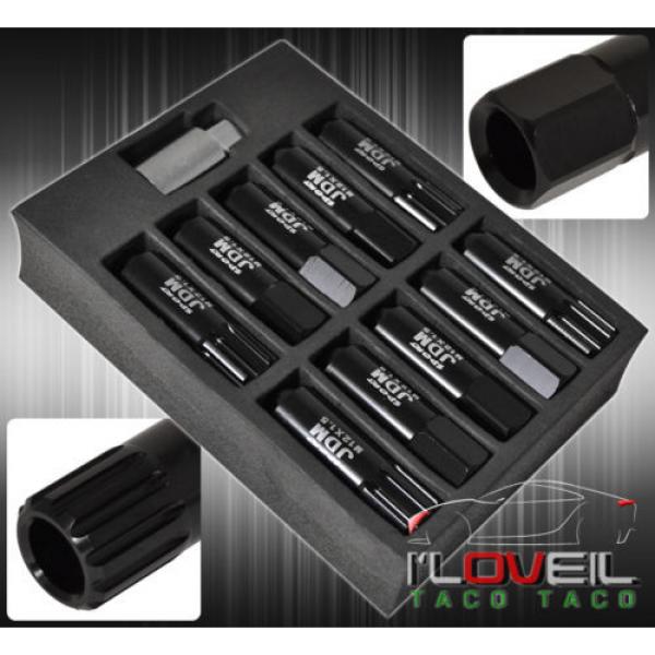 UNIVERSAL 12x1.5 LOCKING LUG NUTS 20PC JDM VIP EXTENDED ALUMINUM ANODIZED BLACK #2 image