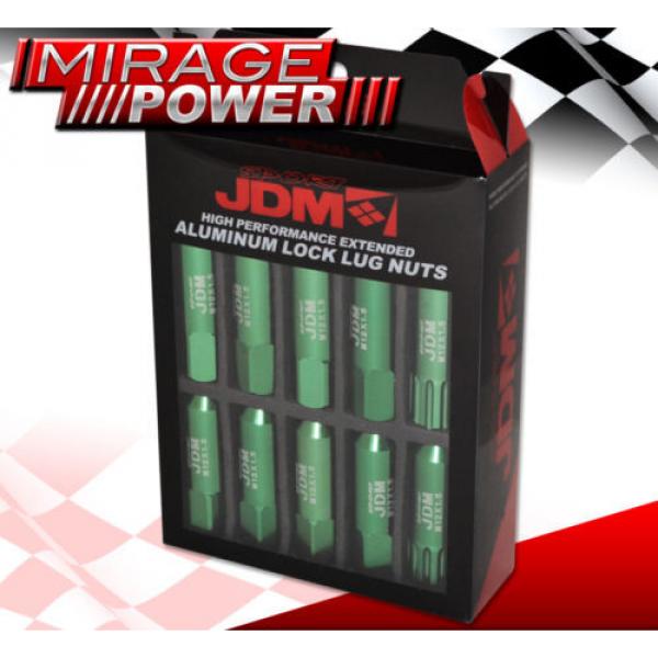 (20 PIECES) UNIVERSAL M12x1.5 ALUMINUM TUNER WHEEL LUG NUTS GREEN + LOCKING KEY #3 image