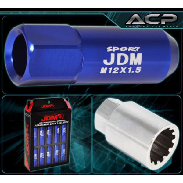 FOR SATURN 12x1.5 LOCKING LUG NUTS 20PC JDM VIP EXTENDED ALUMINUM ANODIZED BLUE #3 image