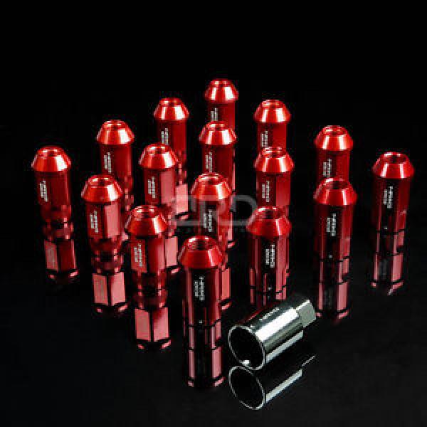 NRG ANODIZED ALUMINUM OPEN END TUNER WHEEL LUG NUTS LOCK M12x1.5 RED 16 PC+KEY #1 image