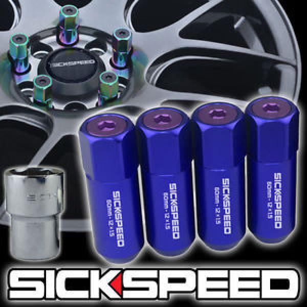 4 BLUE/PURPLE CAPPED ALUMINUM EXTENDED TUNER LOCKING LUG NUTS WHEELS 12X1.5 L20 #1 image