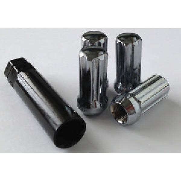 4 LUG NUTS SPLINE ACORN 9/16 LONG CHROME WITH SPLINE KEY TOOL WHEEL LOCK #1 image