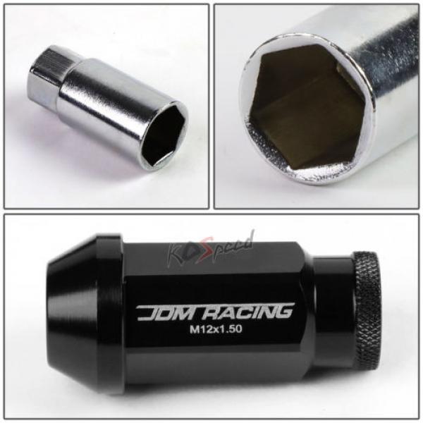 20 Car/Auto/Truck M12x1.5 Acorn Tuning 50mm Lug Nut Wheel Rim Lock+Key Black #5 image