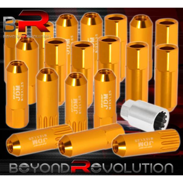 UNIVERSAL 12x1.25 LOCKING LUG NUTS CAR AUTO 60MM EXTENDED ALUMINUM KIT +KEY GOLD #1 image