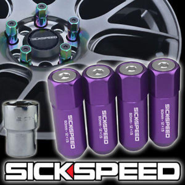 4 PURPLE/POLISHED CAPPED ALUMINUM EXTENDED 60MM LOCKING LUG NUTS 12X1.5 L01 #1 image