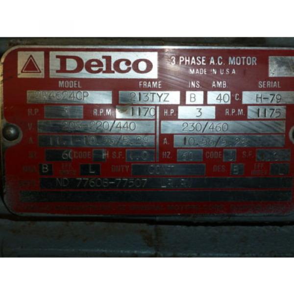 NOS Delco Electric Motor w/Hydraulic Adapter flange 3HP 3 Phase 1175 RPM Pump #3 image