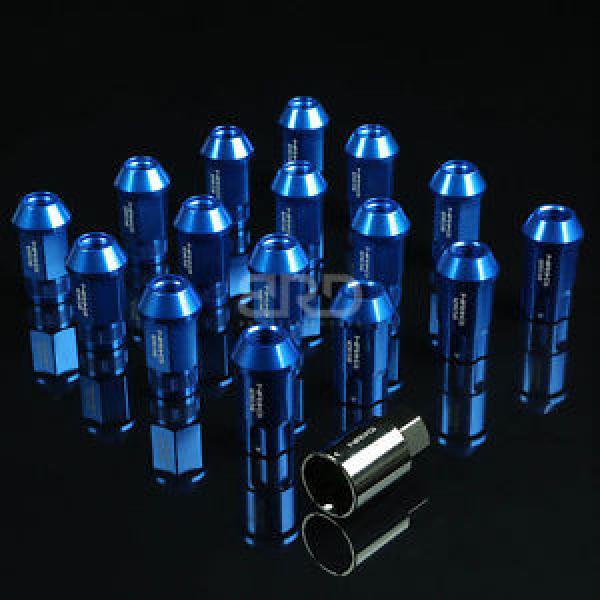 NRG ANODIZED ALUMINUM OPEN END TUNER WHEEL LUG NUTS LOCK M12x1.5 BLUE 16 PC+KEY #1 image