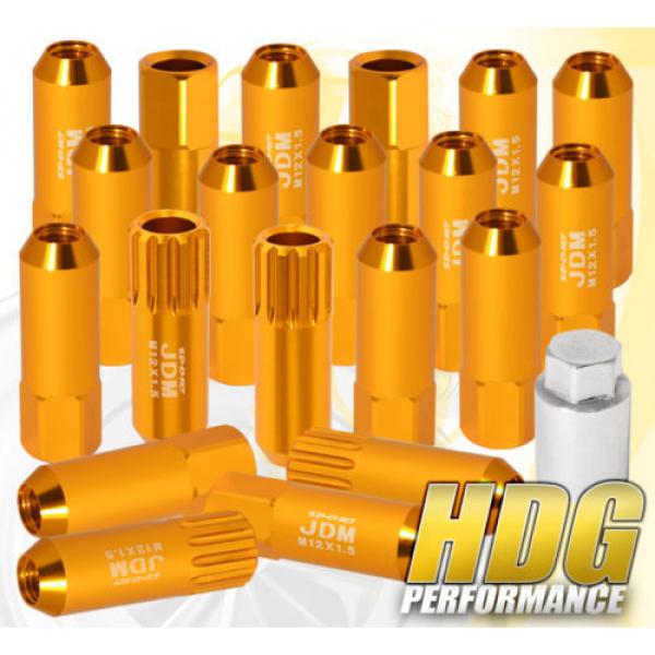 FOR HONDA 12x1.5 LOCKING KEY LUG NUTS DRIFTING HEAVY DUTY ALUMINUM 20PC SET GOLD #1 image