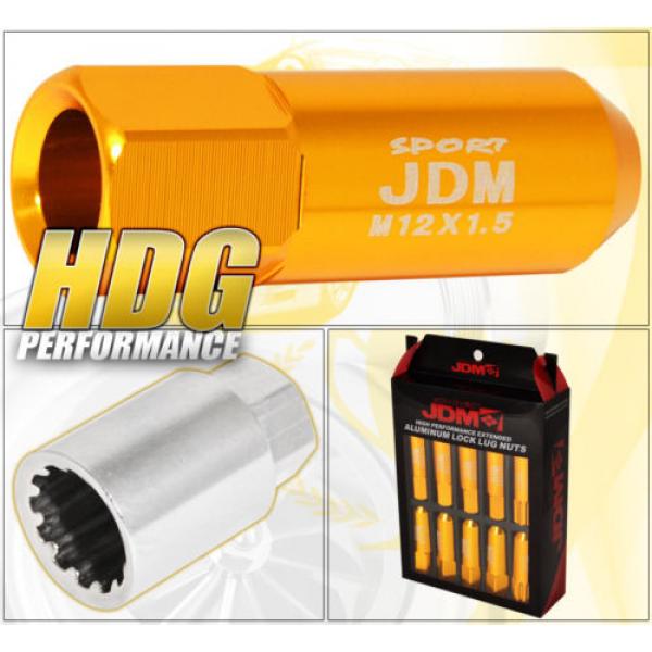 FOR HONDA 12x1.5 LOCKING KEY LUG NUTS DRIFTING HEAVY DUTY ALUMINUM 20PC SET GOLD #3 image