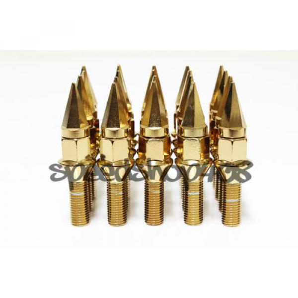 Z RACING 28mm Gold SPIKE LUG BOLTS 12X1.5MM MINI COOPER 02-06 Cone Seat #2 image